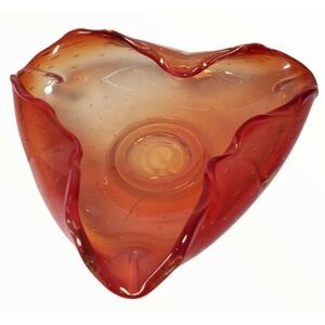 Vintage Murano Art Glass Controlled Bubbles Cigar Cigarette Ash Tray Pink Bowl